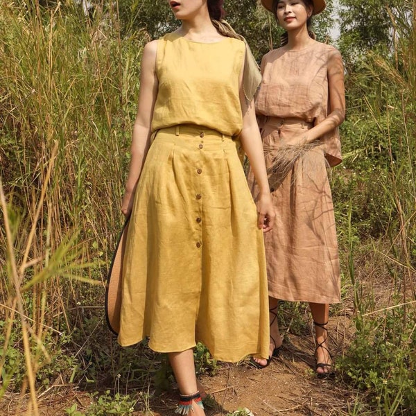 Linen Midi Skirt