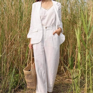 Straight Leg Linen Pants - Soft Casual Loose Large Trousers - Oversized Wide Leg Pant - Customized Plus Size Pants Linen - Linen Set
