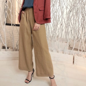 Straight Leg Linen Pants - Soft Casual Loose Large Trousers - Oversized Wide Leg Pant - Customized Plus Size Pants Linen - Linen Set
