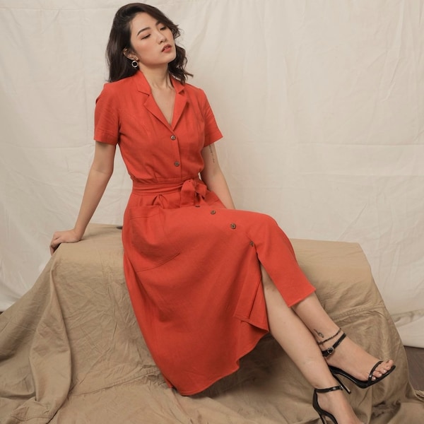 Linen Shirt Dress Etsy