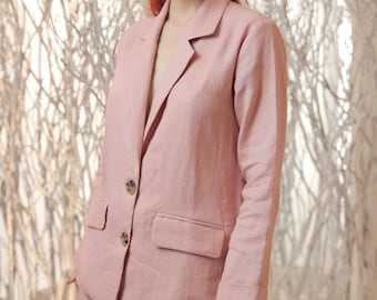 Linen 2 Piece Women Suit - Linen Blazer - Linen Suit Jacket - Single Breasted Linen Shirt - Linen Set - Linen Women Suit & Linen Skirt