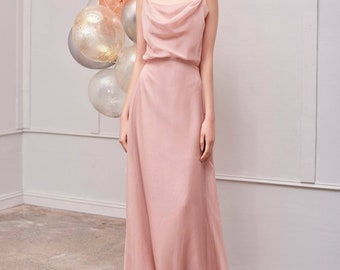 Wedding Guest Floor Length Dress, Formal Maxi Dress, Luxe Bridal Dress,  Silk Evening Dress, Cowl Open Back Event Long Dress - Etsy