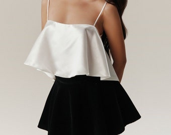 Cami Top de seda - Top de seda holgado con tirantes finos - Top de seda romántico - Blusa de seda de verano - Top de seda con espalda abierta para mujer