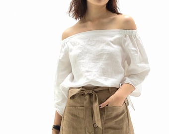 Off the Shoulder Linen Top