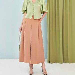 Oversize Capri Silk Pants with Pockets Side - High Waist Silk Pants - Large Leg Silk Pants - Women Silk Trousers - Women Silk Clothing Set