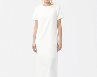 Short Sleeve Maxi Dress - Loose Fitting Silk Dress for Women - Wedding Guest Simple Dress
