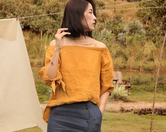Off the Shoulder Linen Top