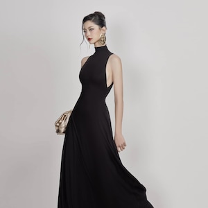 Summer Sleeveless Chiffon Maxi Event Dress - Wedding Guest Maxi Dress - High Crew Neck Dress