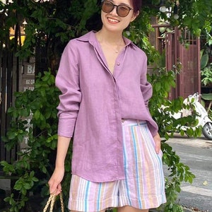 Oversized Linen Shirt - Long Sleeve Loose Linen Shirt - Oversize Linen Blouse - Women Linen Clothing