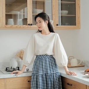 Loose Linen Top - Bishop Sleeves Linen Top - Long Sleeves Women Top