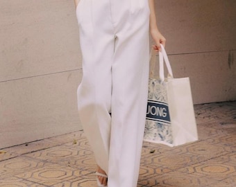 Modest Silk Pants - High Waist Silk Pants in Black - Casual Wide Leg Silk Pants - Women Silk Trousers - Women Silk Clothing