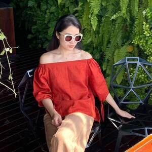 Off the Shoulder Linen Top