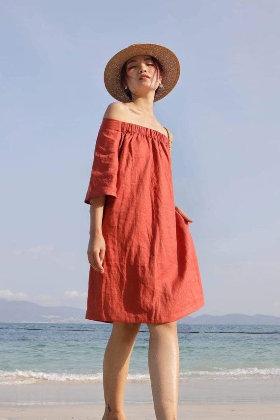 brown linen strapless dress The Drift Strapless Dress in Brown Polka Dot Linen