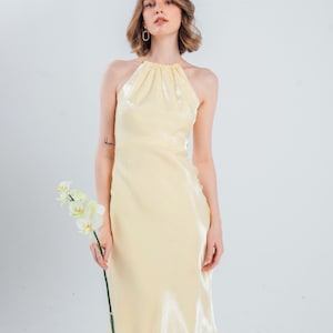 Silk Halter Neck Dress | Casual Wedding Guest Dress | Gift For her | Long Dress | Bridesmaid Dress | Engagement Dress