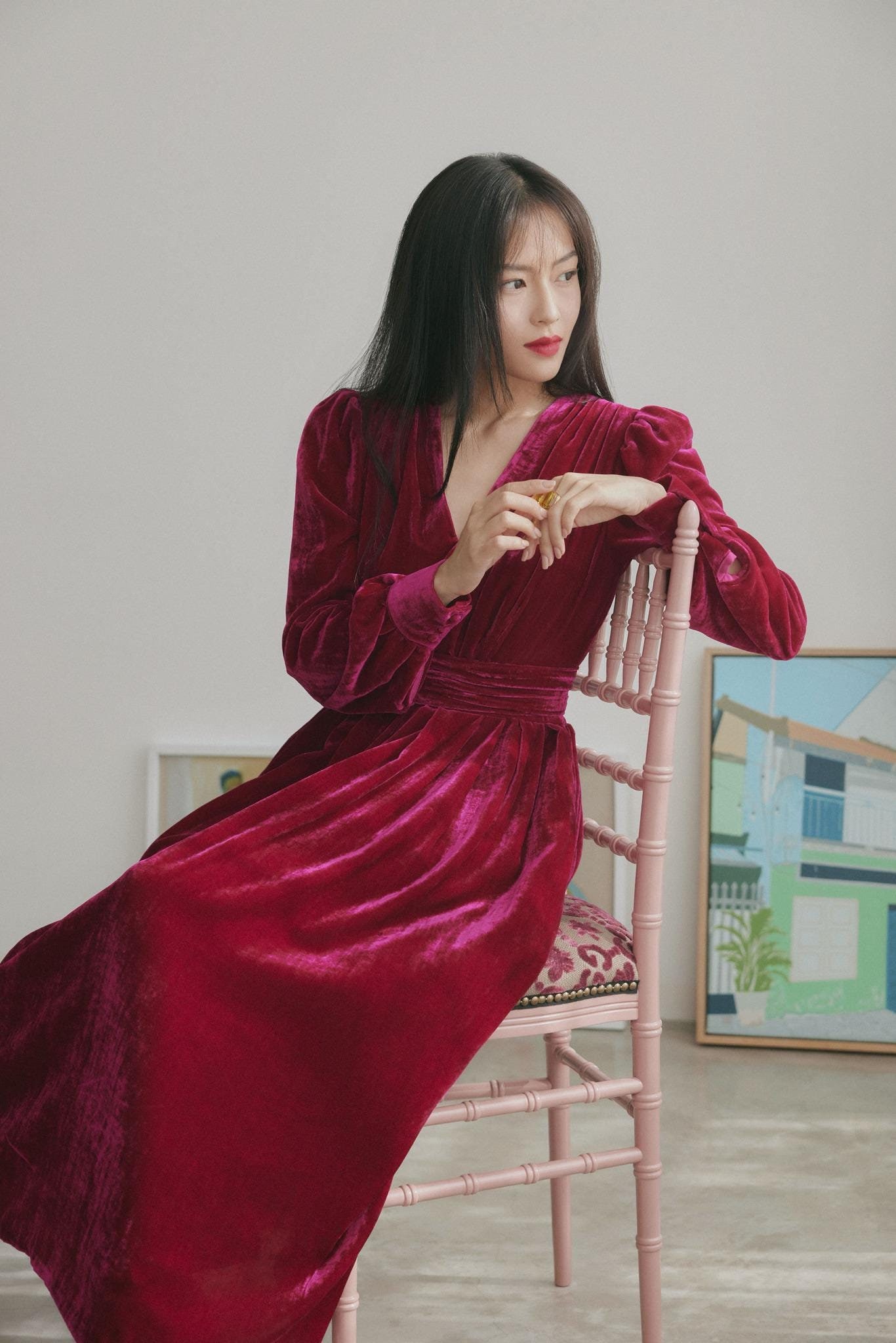 Velvet Empire Waist Midi Dress - Etsy