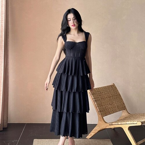 tiered maxi dress wedding guest Tiered Blue Maxi Dress, Women Keyhole Dress, Floor Length Dress, Wedding Guest Dress, Bridesmaid Dress, Evening Gown, Formal Wear, Plus Size