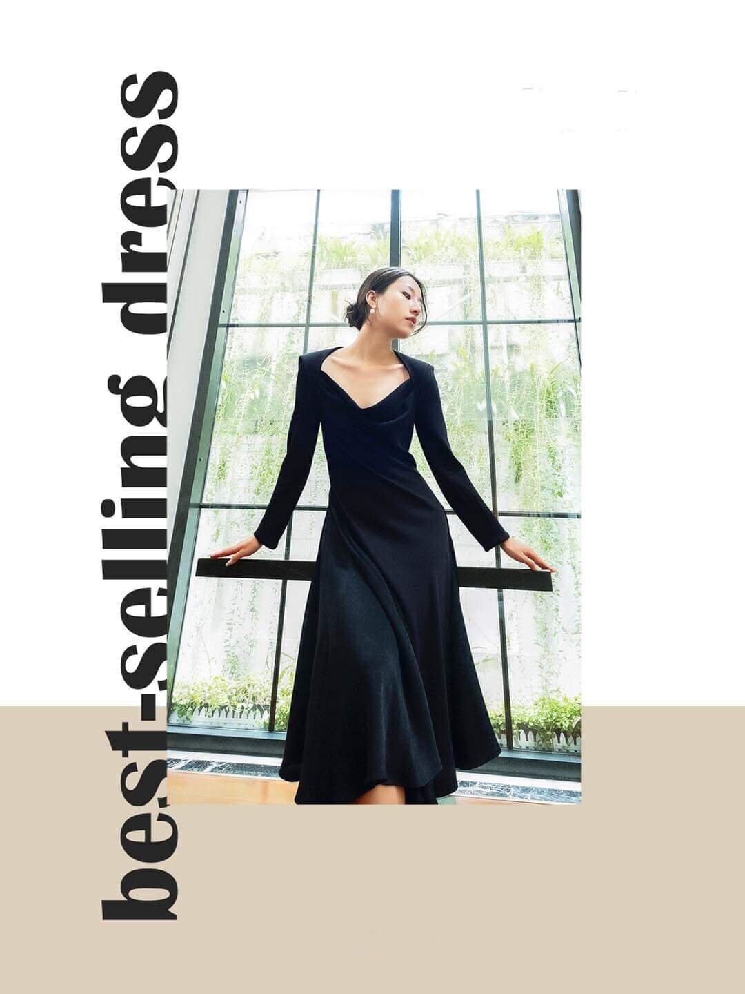 Cowl Neck Wedding Guest Midi Silk Dress With Long Sleevesless Etsy