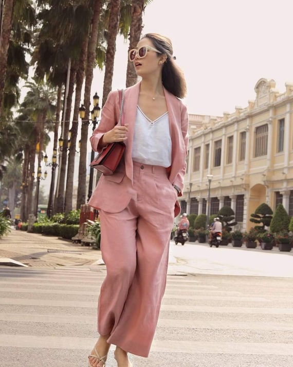 Linen 2 Piece Women Suit Linen Blazer Linen Suit Jacket - Etsy France