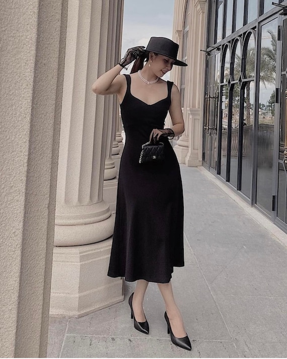 Sweetheart Neckline Wedding Guest Maxi Dress in Black - Summer Event Guest  Dress - Etsy