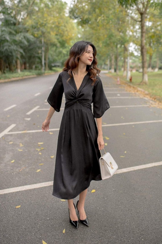 wedding guest dress black