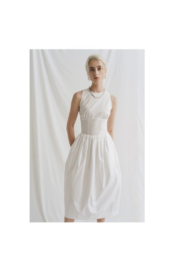 slim fit dress slacks Reistor Fitted Knee Length Women's Dress - Ecru main image 0