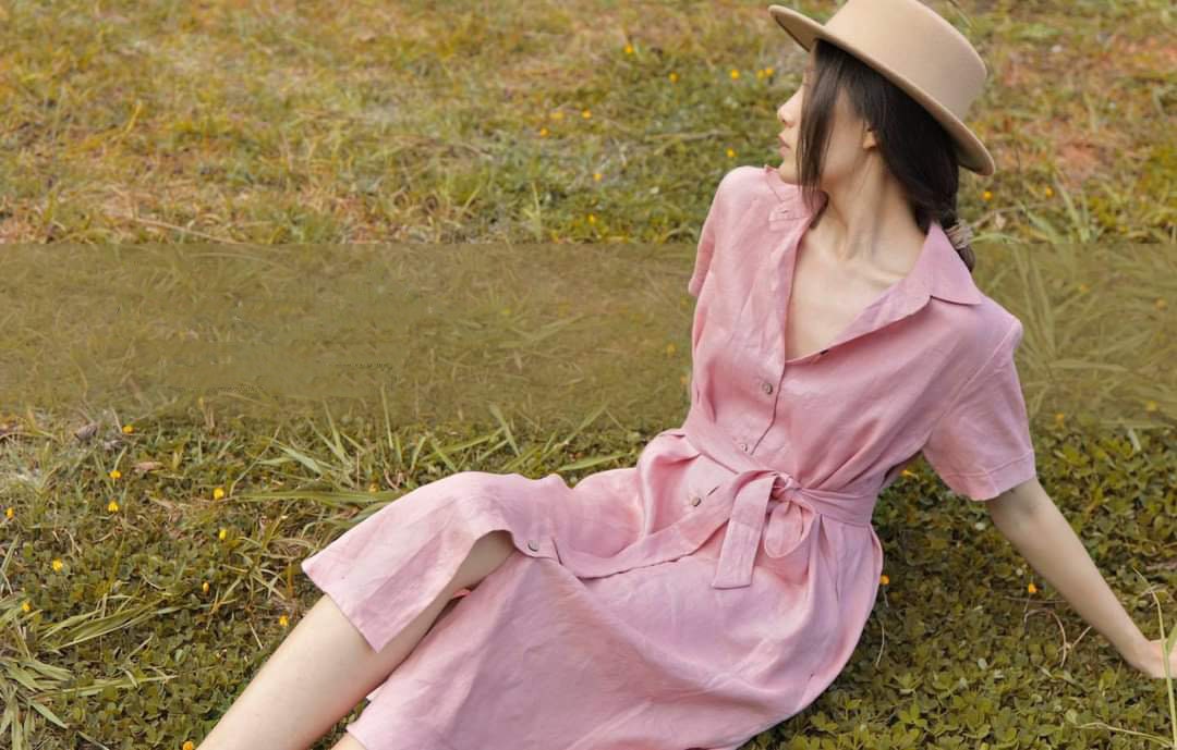 Curved Hem Linen Shirt Dress Short Sleeves Linen Shirtdress - Etsy