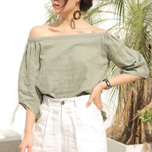 Off Shoulder Linen Top