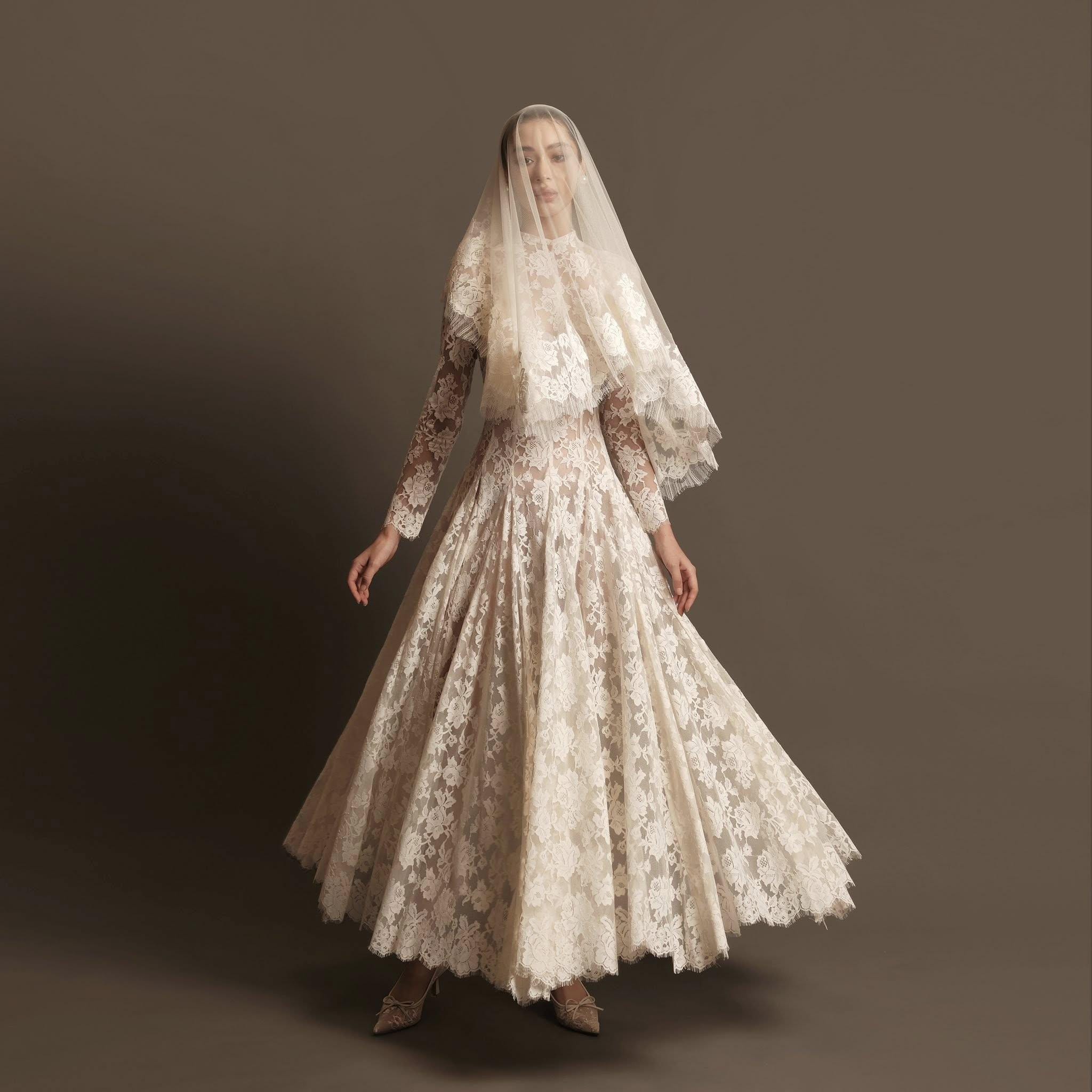 vintage lace dresses australia Vintage-Inspired Lace A-Line Wedding Dress with Spaghetti Straps