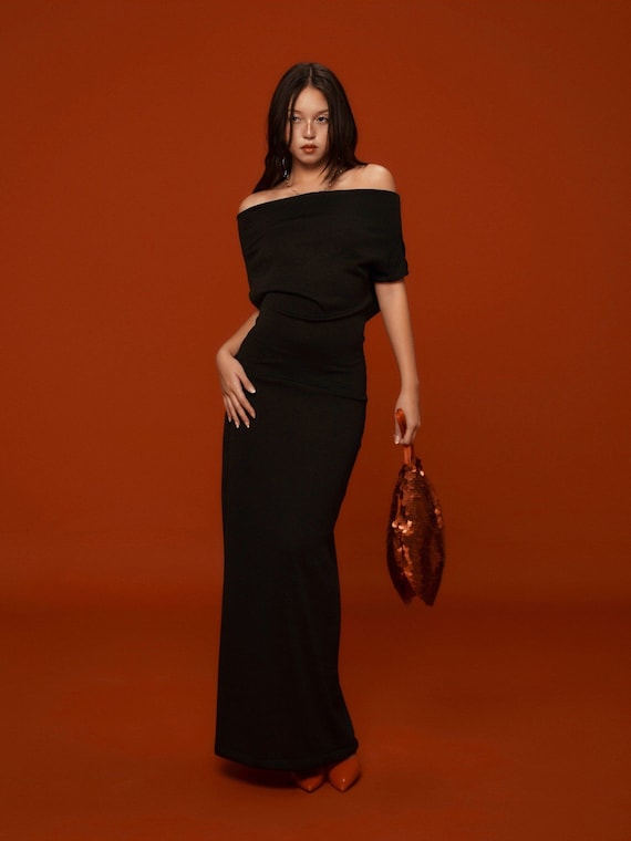 Wedding Guest Dress - off Shoulder Silk Dress - Short Sleeve Silk Dress -  Casual Event Maxi Dress - Etsy