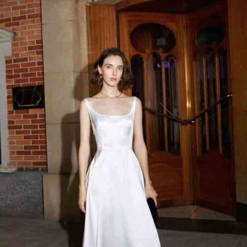 knee length dresses for ladies Miss Circle Women's Madison Cotton Eyelet Square Neck Midi Dress