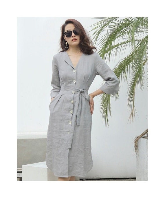 pleated button up dress PLEATED HEM BUTTON UP DRESS AEGEAN BLUE / L