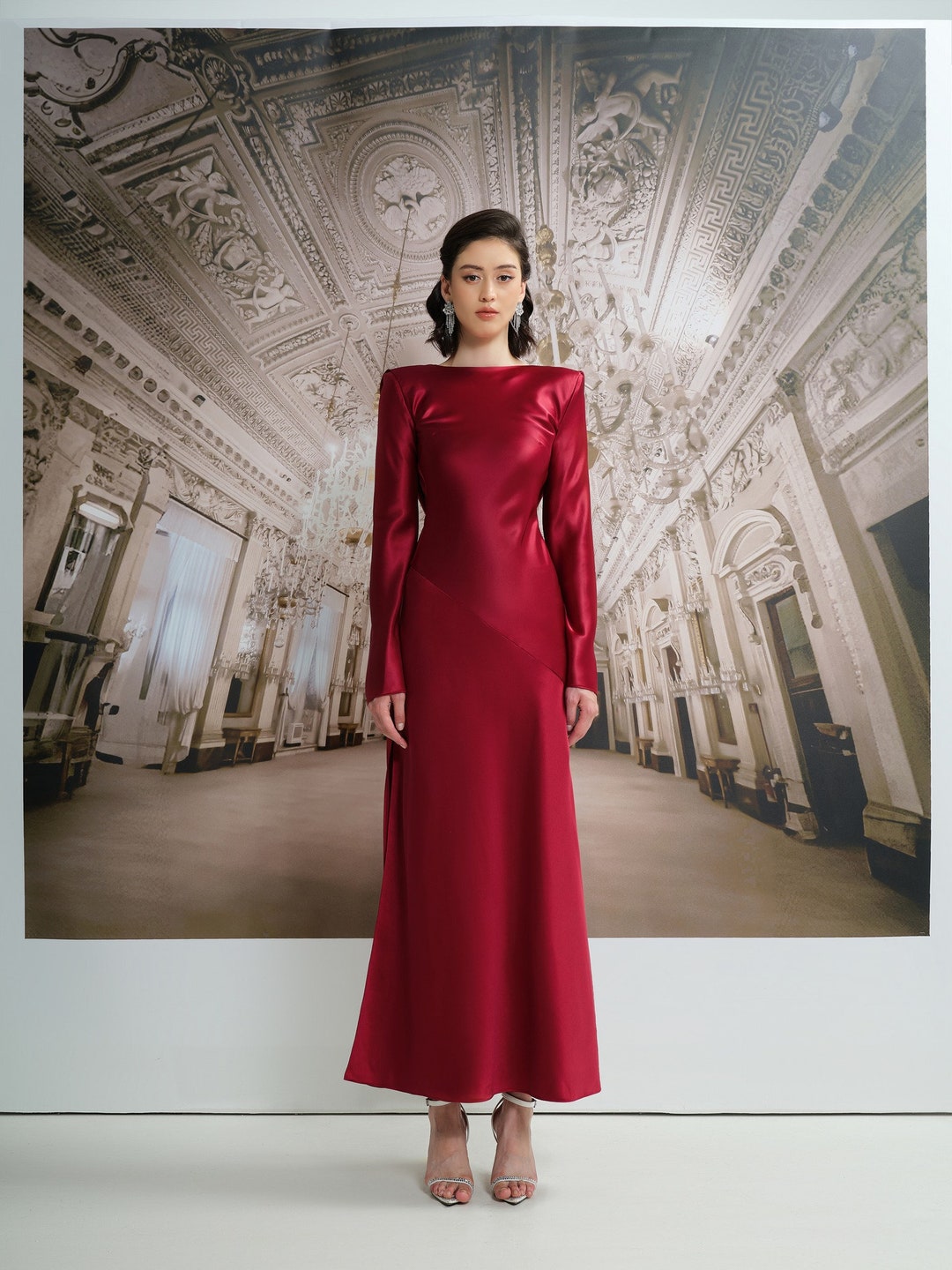 knee length dresses for ladies malinda ls smocked midi dress- red – Damson Madder