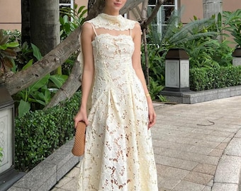 Cottontail Dress BOHO- vintage inspired -crochet/ lace dress for photographers- Cream Dress
