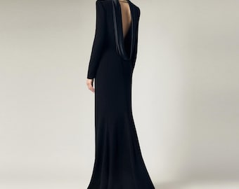 Bridal Gown Dress, Cowl Back Bridal Gown, Cocktail Dress , Fairy Dress , evening gown, Prom Maxi Dress with long Train, Long Event Guest
