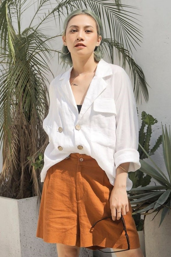 Camicia Sandy oversize 100% lino bianco donna