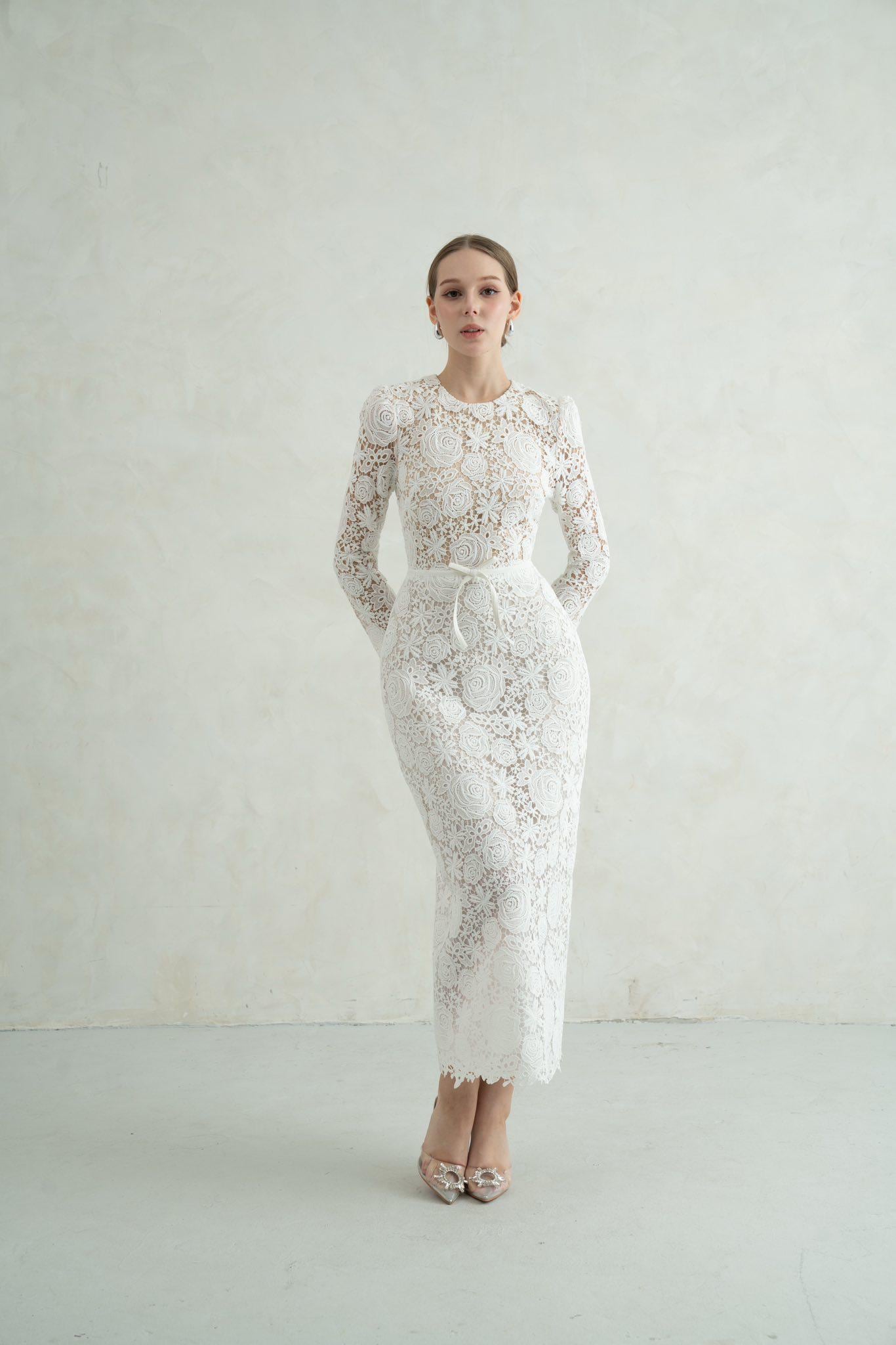 Long Sleeve Bodycon Dress White