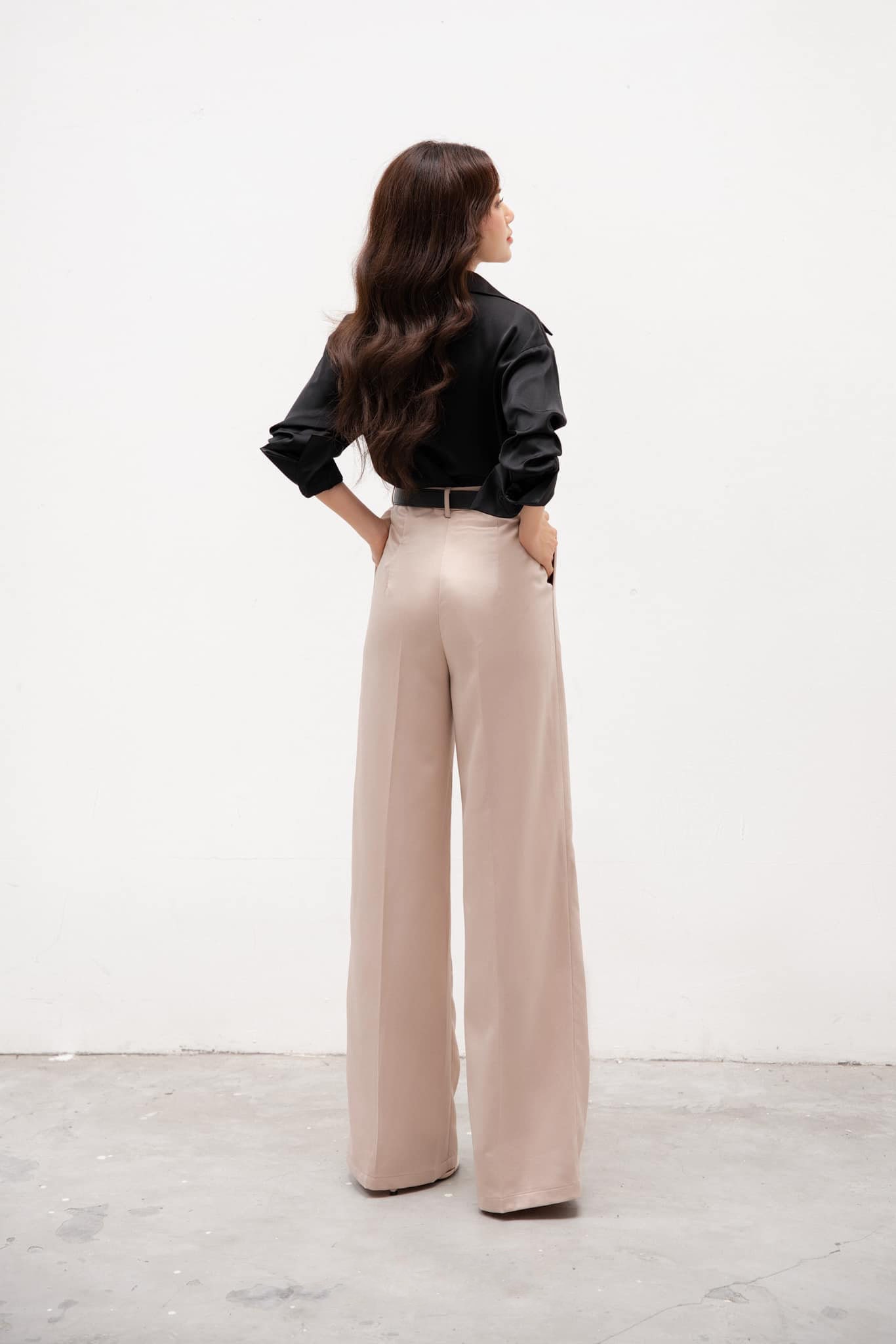 0255~4 Pocket Abstract Motif Silk Pants main image 1