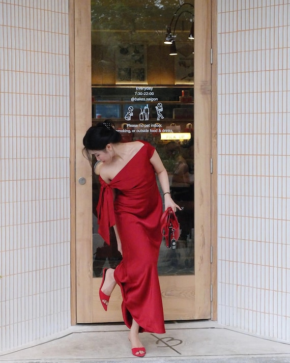 asymmetrical dress outfit One the Shoulder Silk Dress, Evening for Special Occasions, Minimalist Wedding Guest Outfit, Elegant Party Wear formal asymmetrical dress
