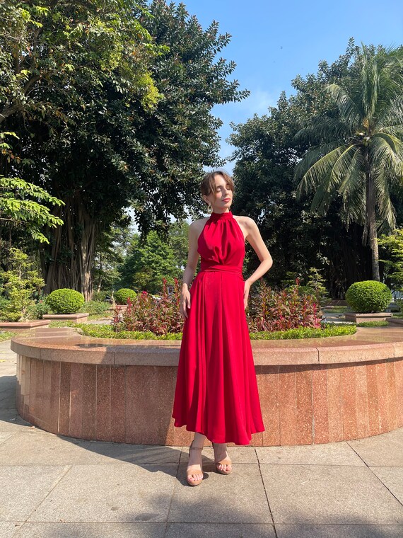 red halter neck bodycon dress Red Halter Neck Bodycon Mini Dress main image 0