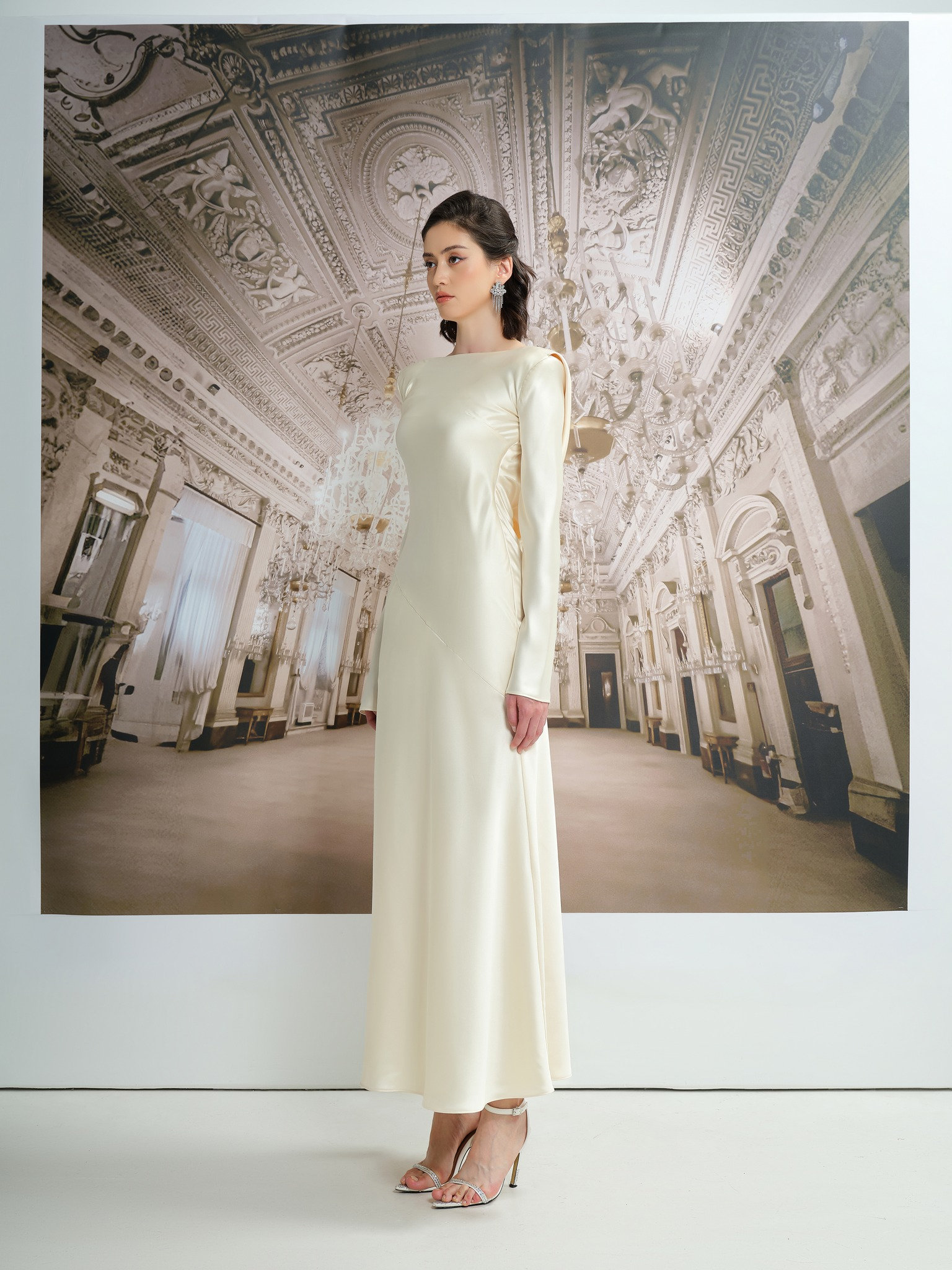 ワンピース BAU by Bride And You SELENE Boatneck pin tucked detail long Plan your wedding with bride and you
