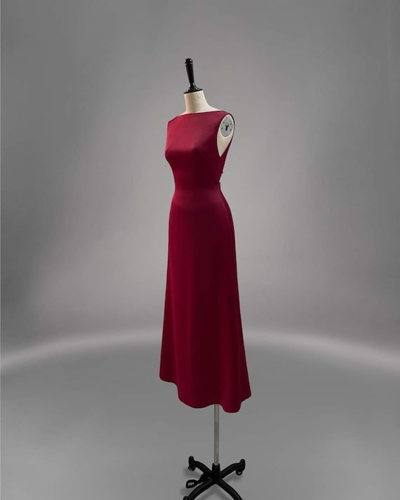 Boat Neck Wedding Guest Maxi Dress With Sleeveless and Tie Backless - Etsy