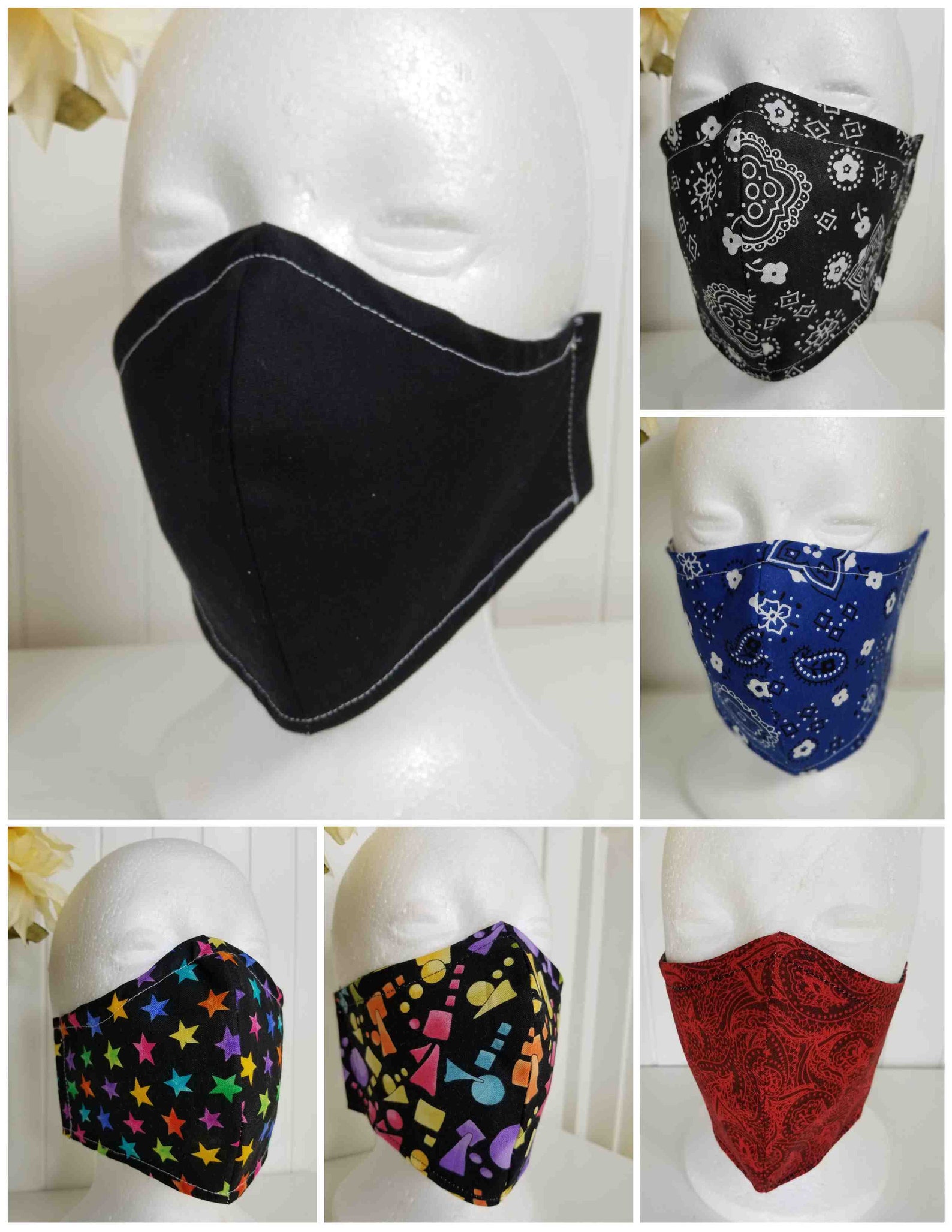 Blue Bandana style Face Mask Washable Reusable w/nose Wire Etsy