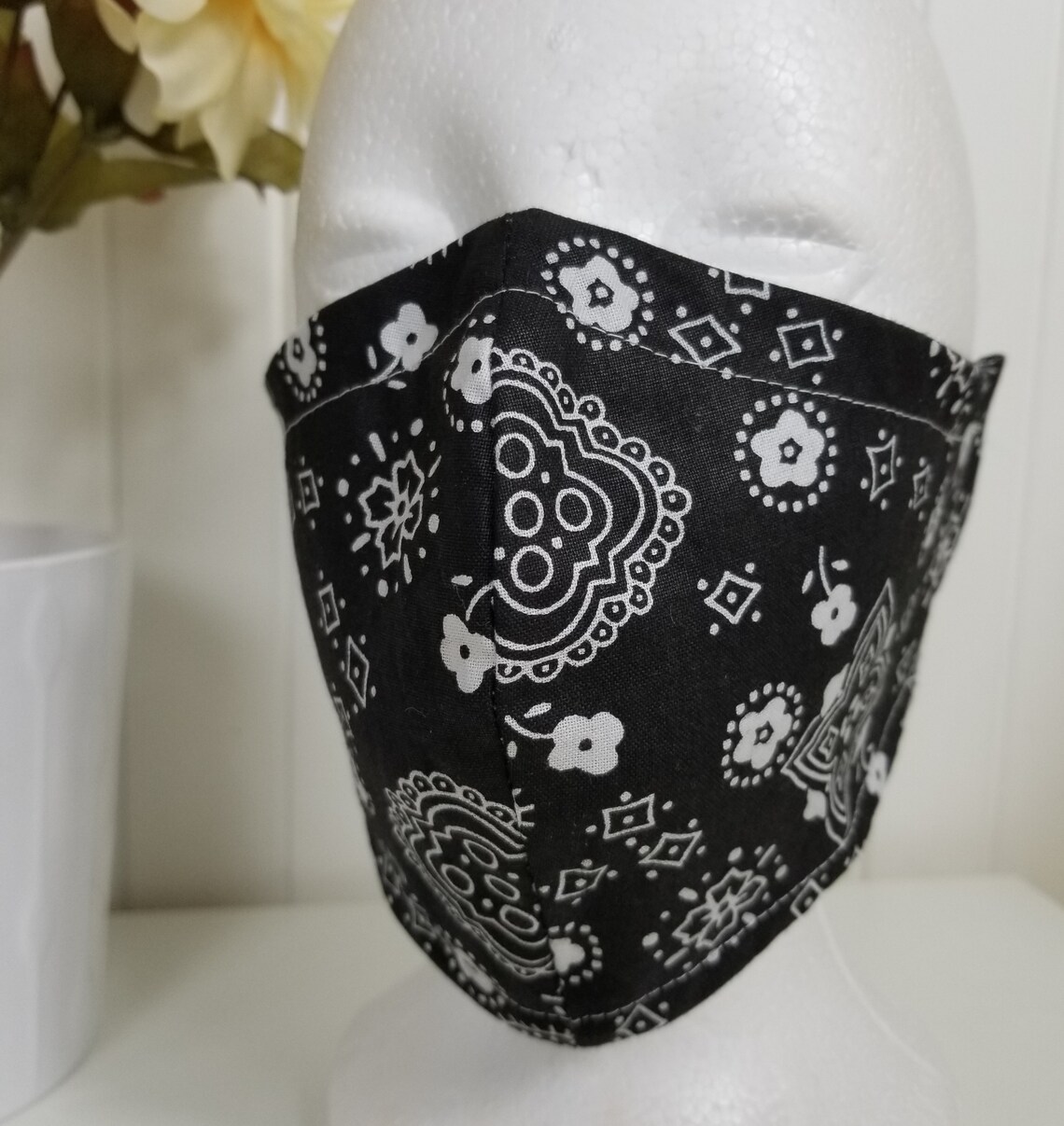 Blue Bandana style Face Mask Washable Reusable w/nose Wire Etsy