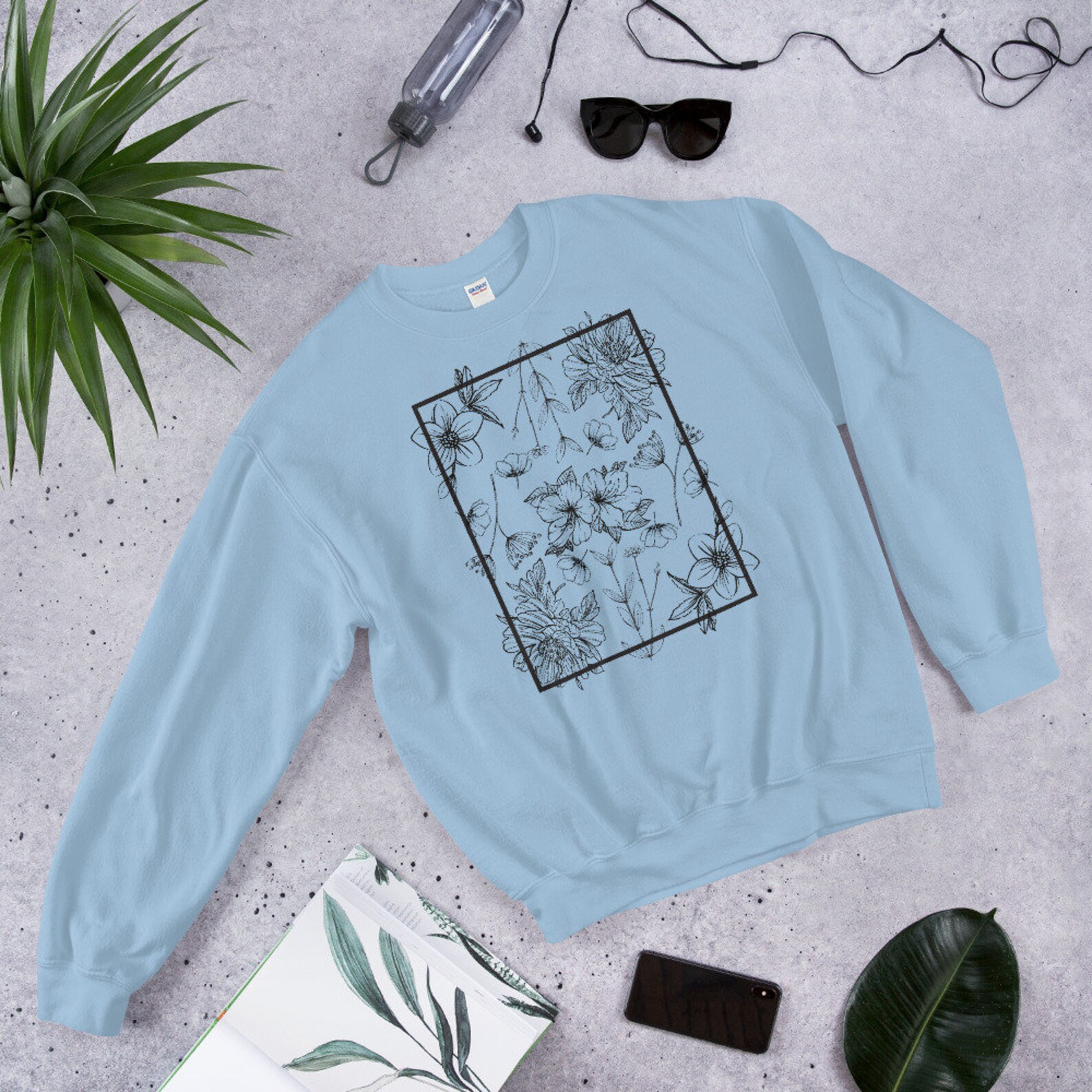 Floral Minimalistic Line Art Sweatshirt Heavy Blend Crewneck - Etsy