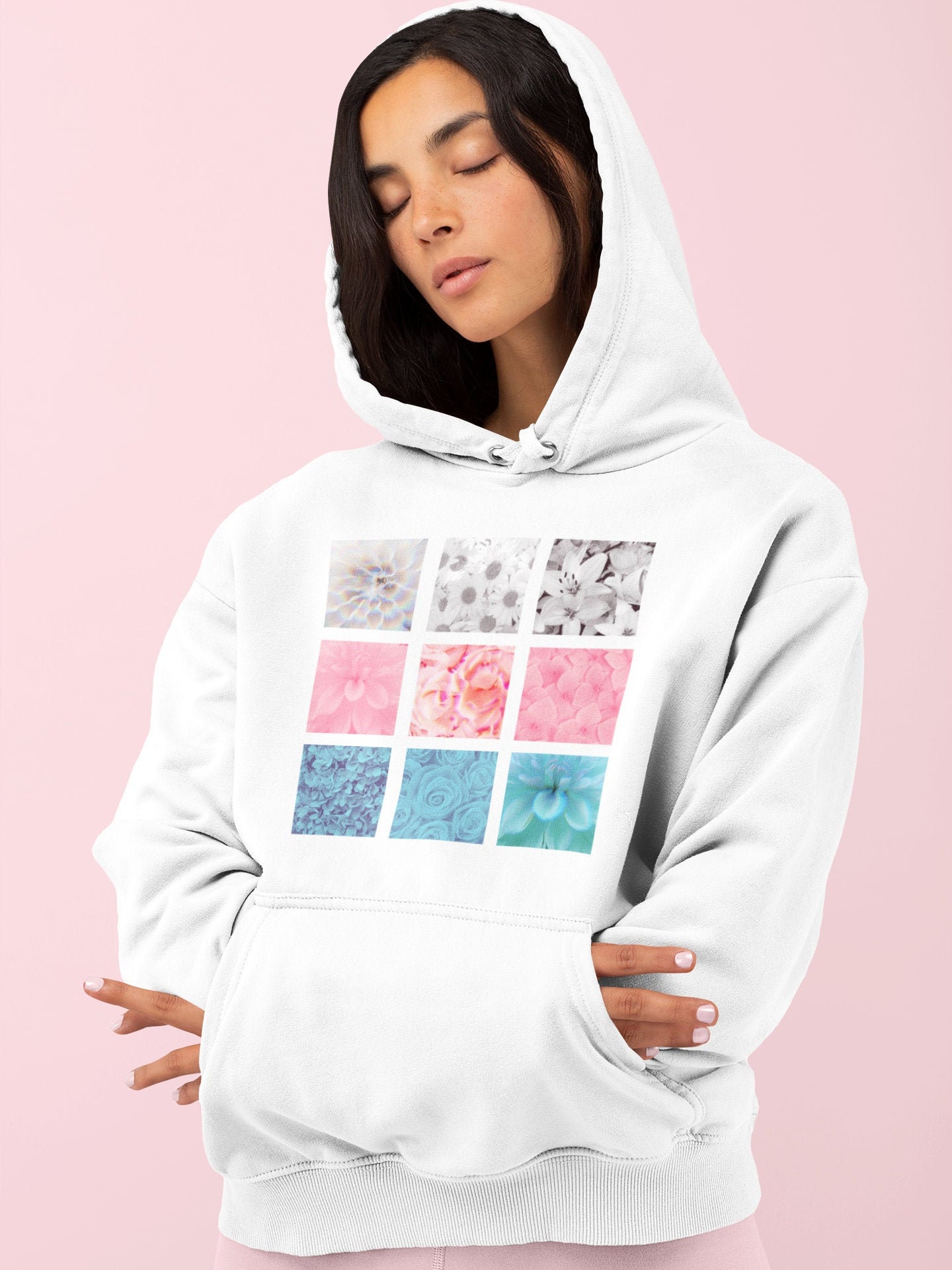 Floral hoody botanical print cozy sweater flower hoody for winter coziness self care gift for nature lovers hygge lifestyle