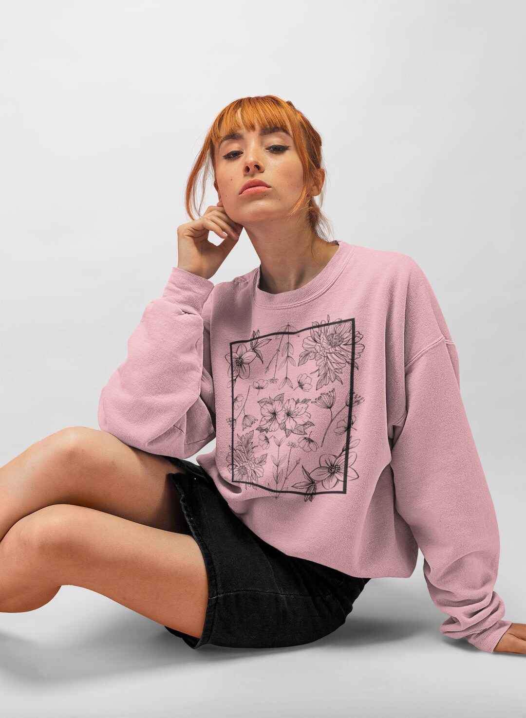 Floral Minimalistic Line Art Sweatshirt Heavy Blend Crewneck - Etsy