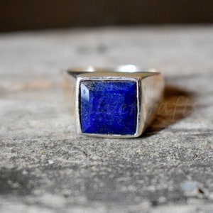Blue Sapphire Ring Sapphire Signet Ring 925 Sterling Silver - Etsy