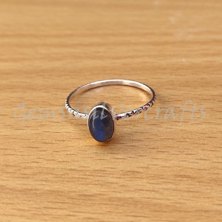 Natural Rough Labradorite Ring – 925 Sterling Silver, Men's Band, Blue Flash, Heartbeatjewels
