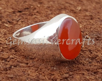 Mens Silver Carnelian Ring - Etsy