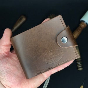 Cartera de cuero marrón, billetera bifold, billetera para marido, billetera para él, billetera para papá, billetera de cuero para hombre, billetera de bolsillo, billetera buttero